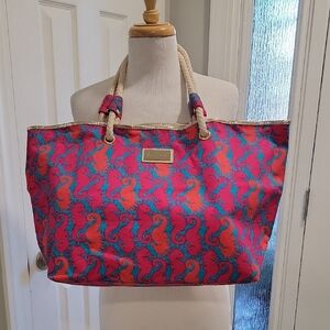 Lilly Pulitzer Pink and Blue Seahorse Tote